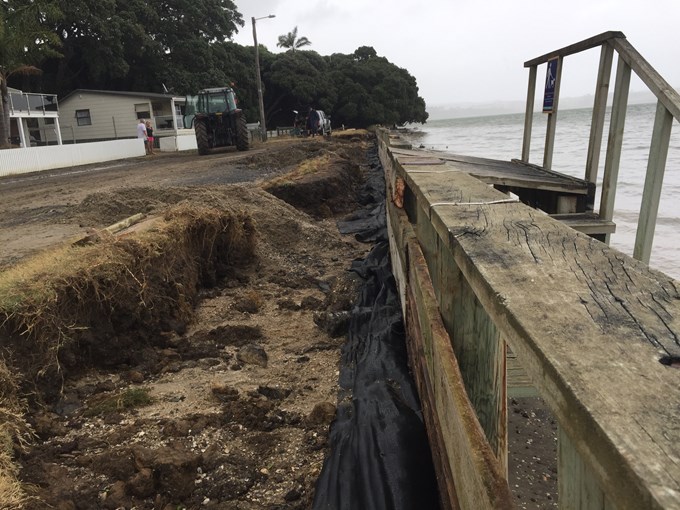Coastal damage post the storm at Clarks Beach