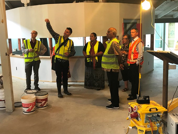 Local board members visit Te Puke o Tara during the renovations.