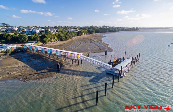 Drone image shows Half Moon Bay pier from unique angle