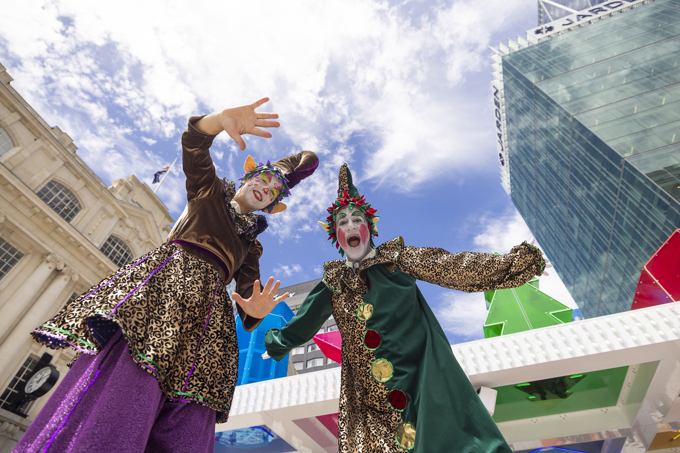 Clowns performing for a festival