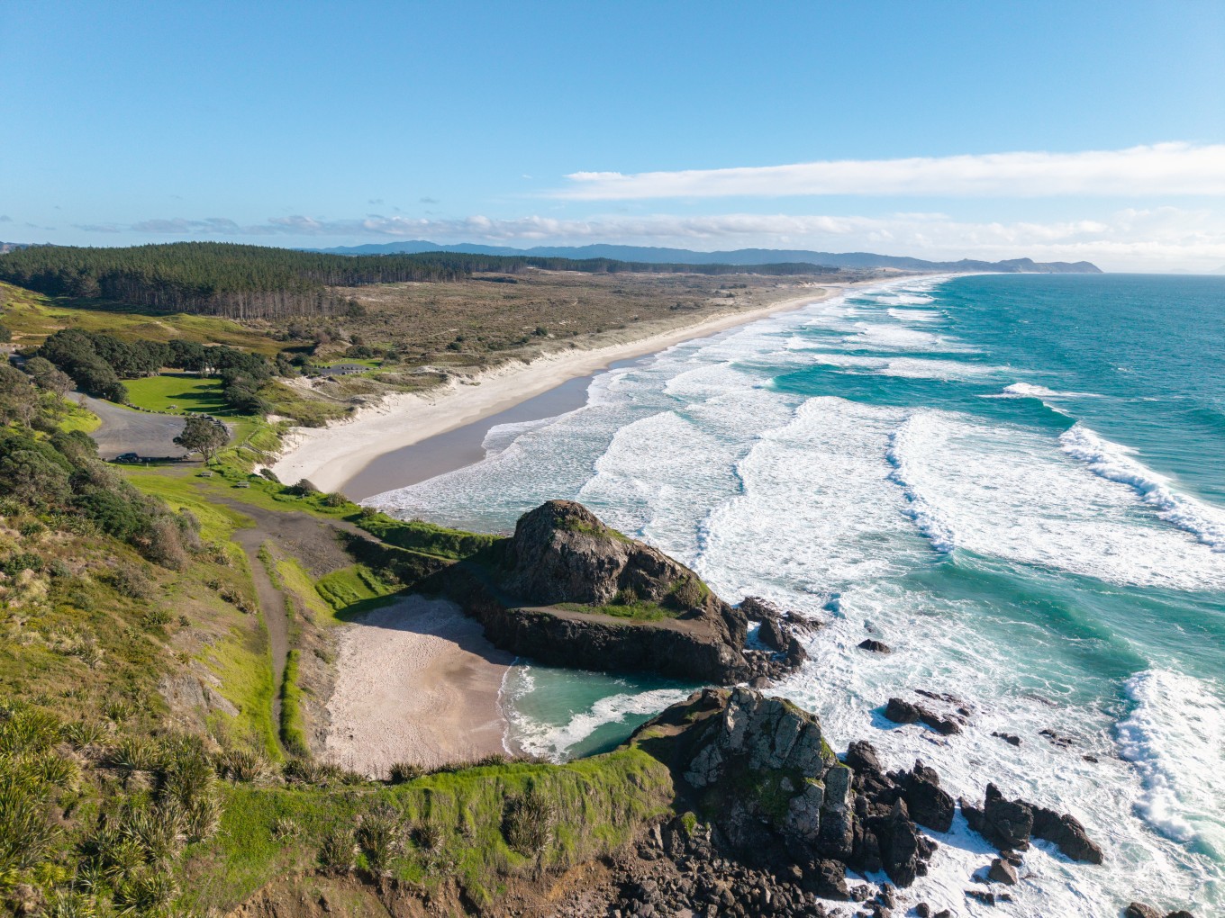 A coastal beach area. 