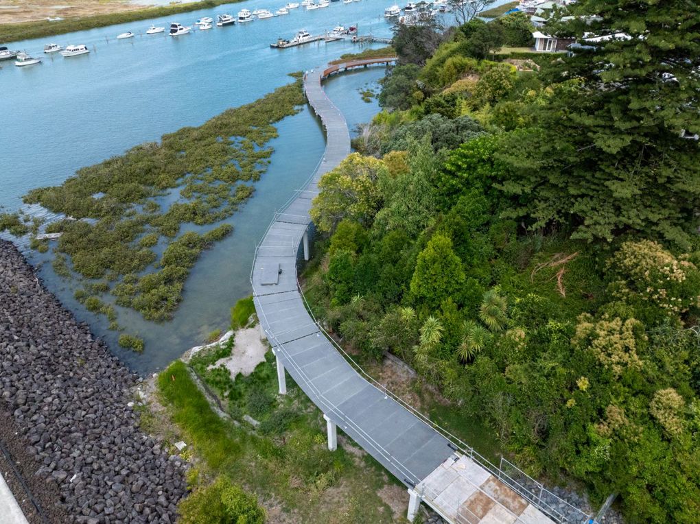 Aerial shot of the Te Whau pathway