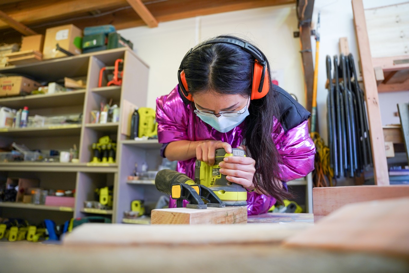 A lady working on a DIY project.