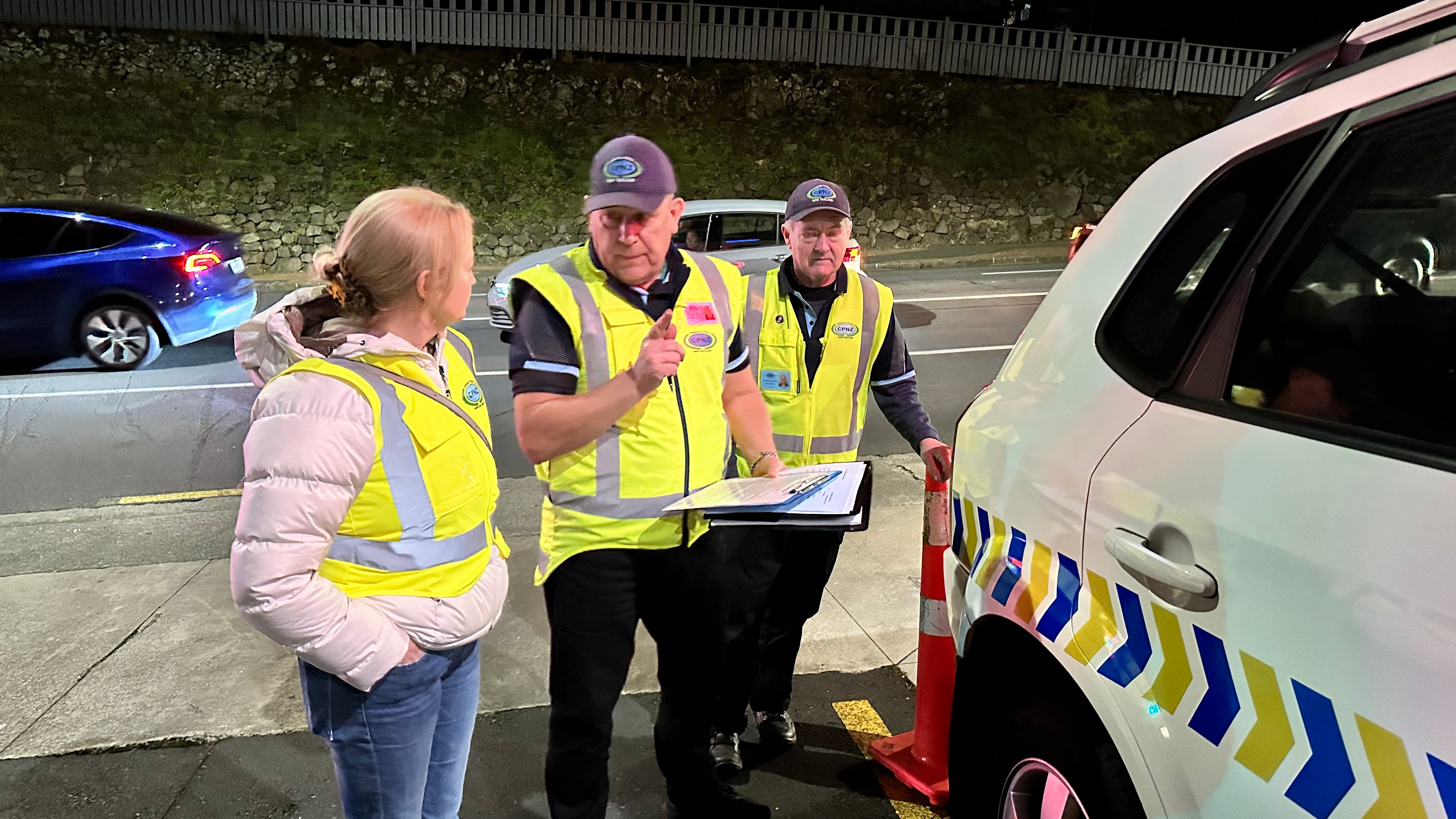 Epsom Community Patrol briefing in board chair Kendyl Smith.