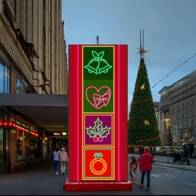 Santa's Workshop neon pillar