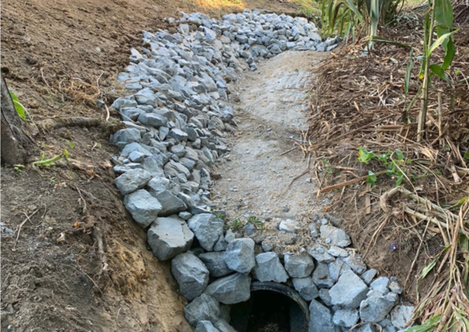 Howick Waterways Temporary Robust Solution Is Overlayed With Riprap To Protect The Waterway And Pipeline.