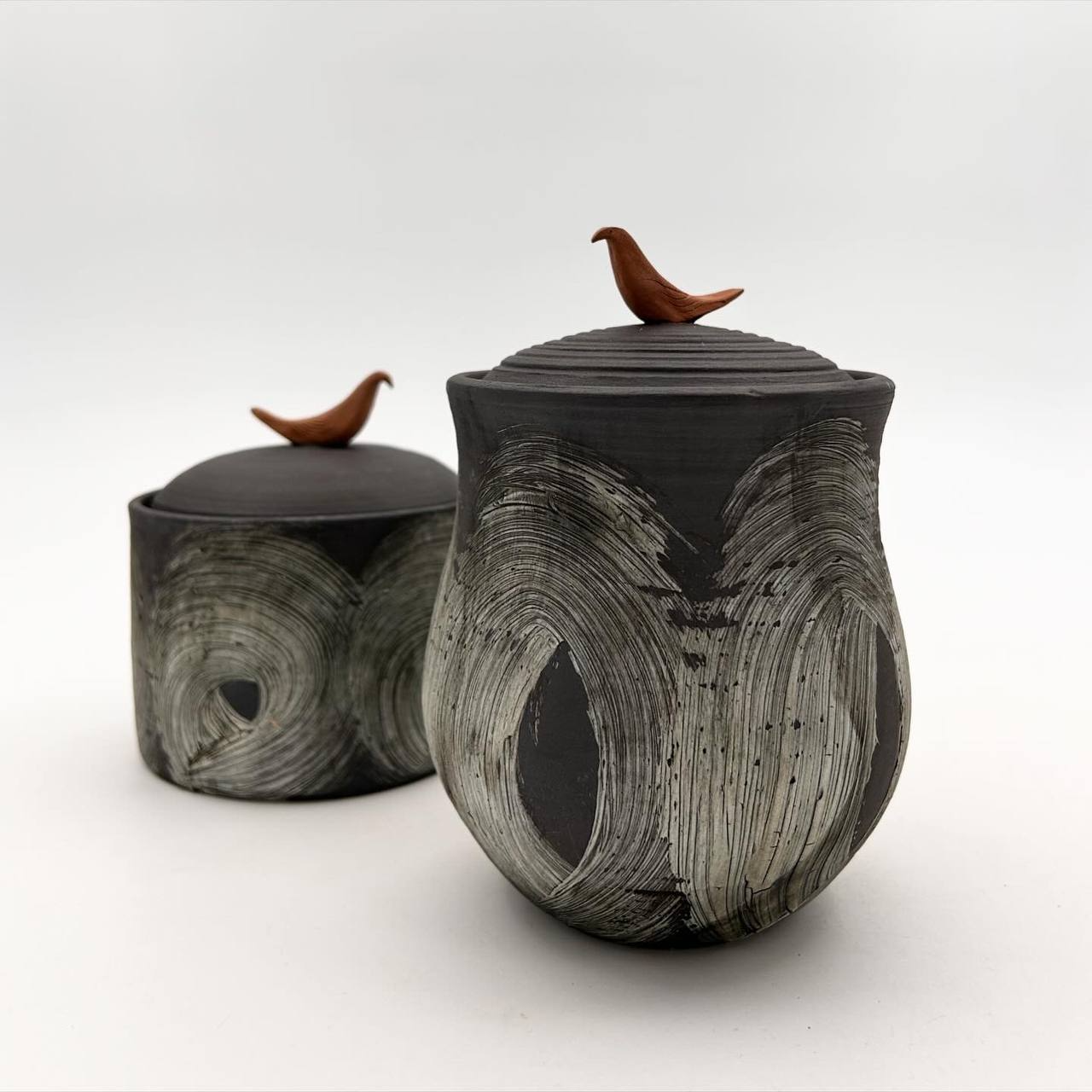 Clay pots by E Mae Lee