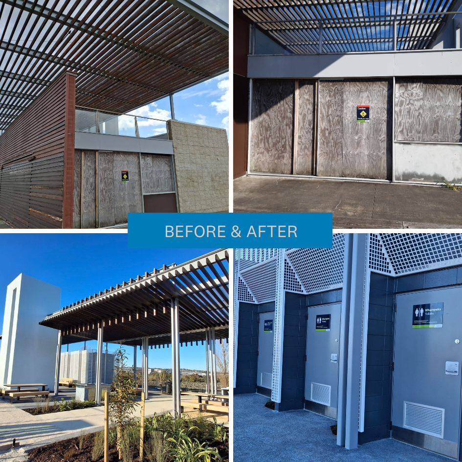 Before and after images of a community venue. 