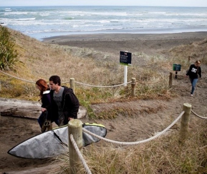 Muriwai Surfers Leaving Beach