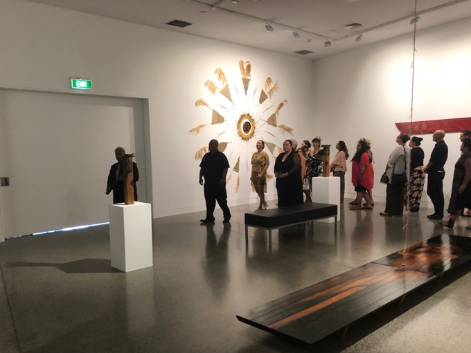 Powhiri at the Te Kopu exhibition at the Māngere Arts Centre