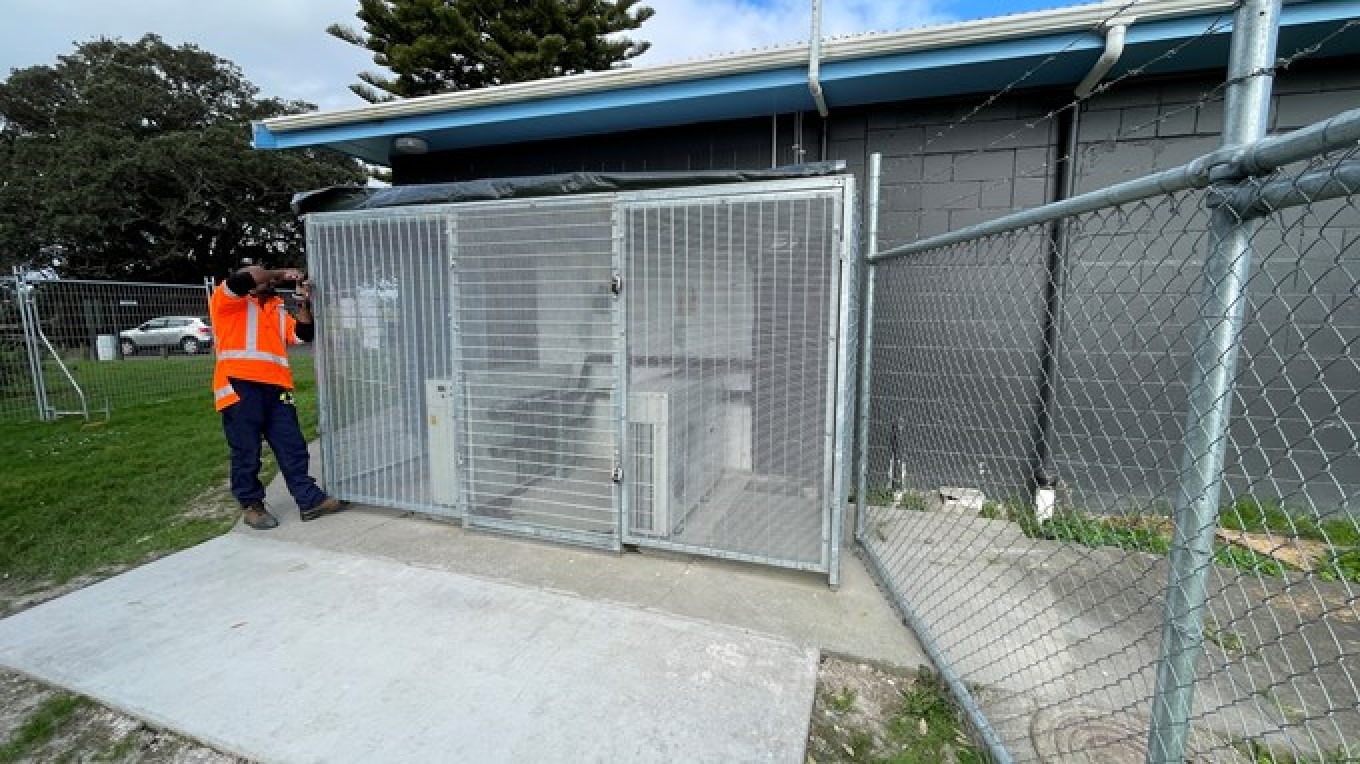 New heat pump hot water system at Laurie Gibbons Memorial Park, Clendon.