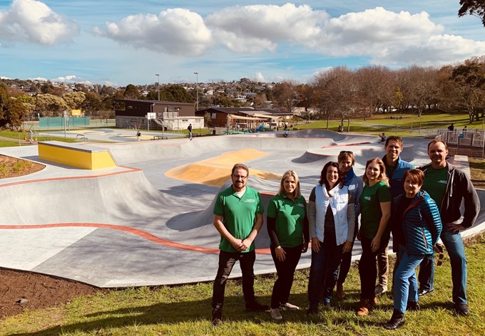 Kaipatiki Local Board members at new Skatepark, Glenfield