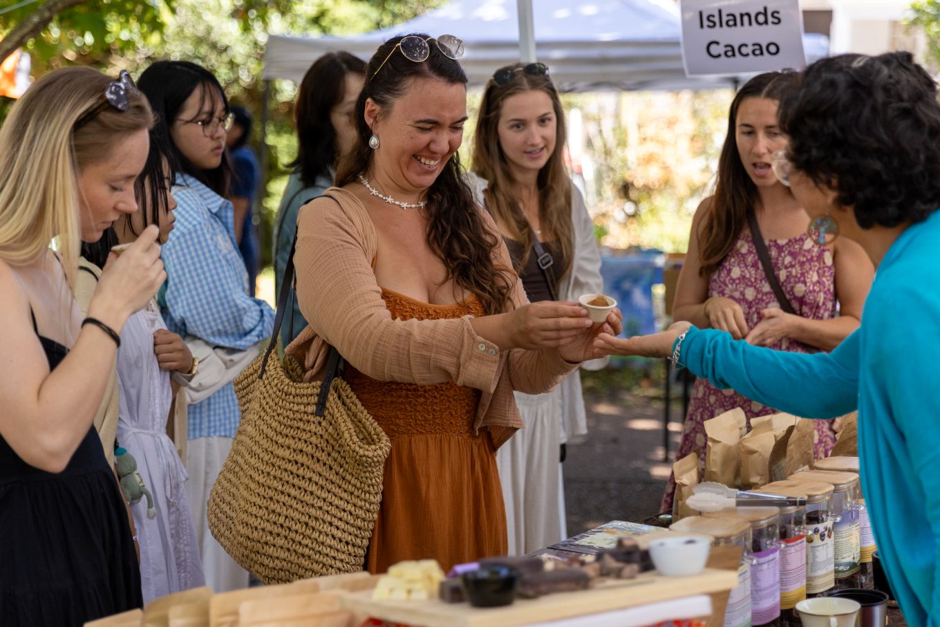 Ladies being served at a community festival. 