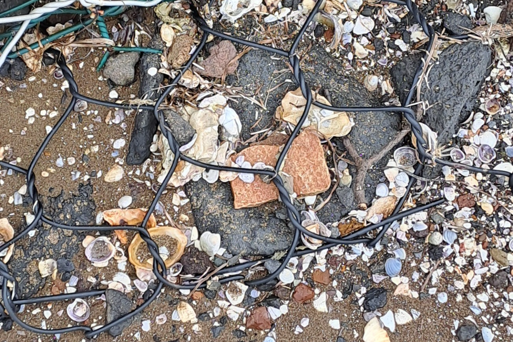 An example of asbestos-containing fibre cement board (centre) at Glendowie Bay