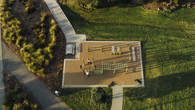 Onehunga Bay Reserve Aerial Shot Outdoor Gym OA