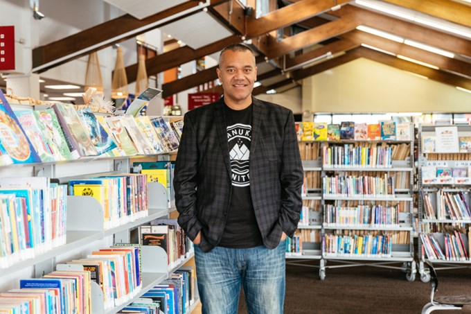 Efeso Collins at library