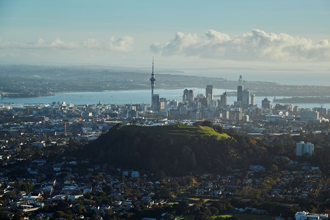 Mount Eden With Auckland CBD In Background