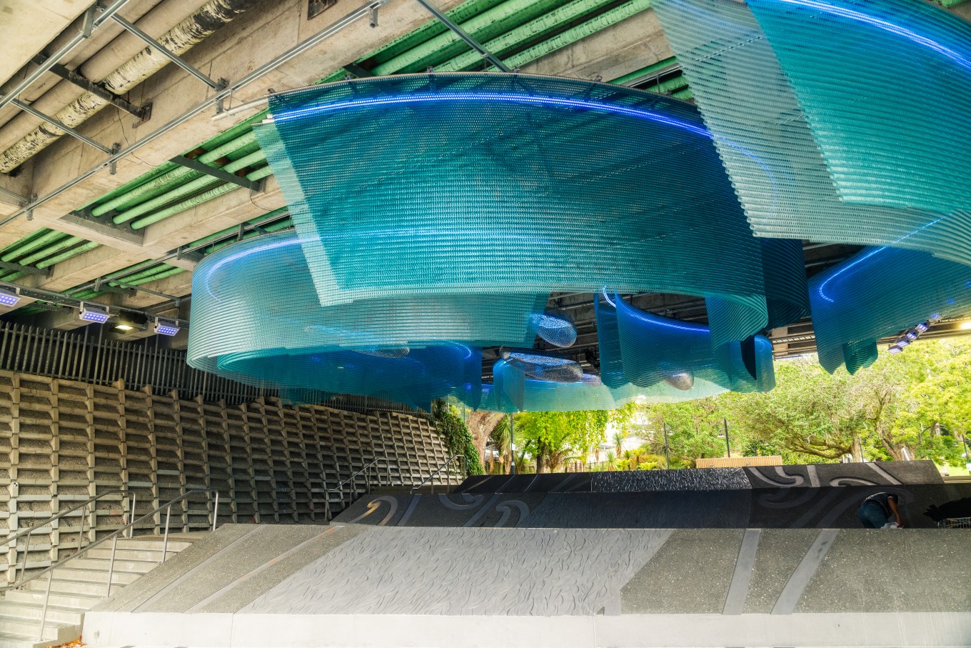 Waimahara artwork at Myers Park.