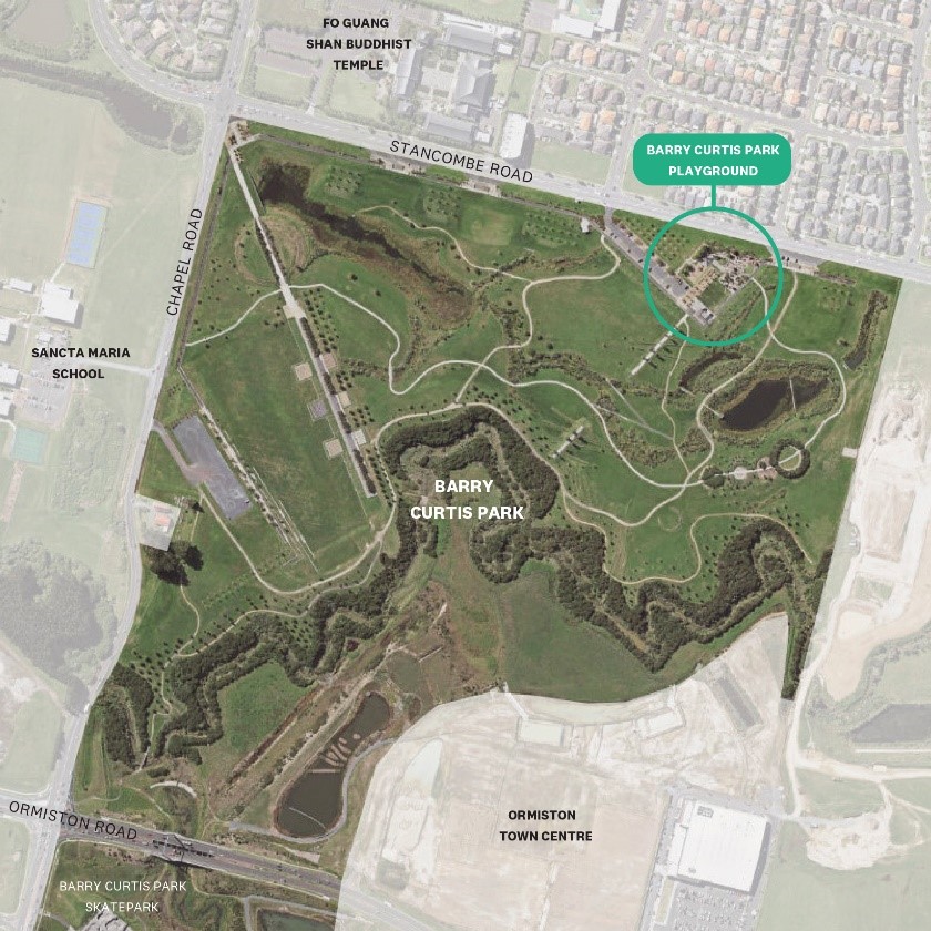 Aerial map of Barry Curtis Park