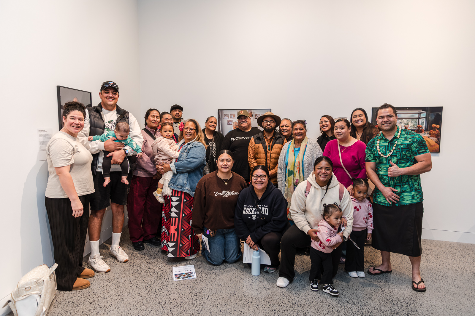 Community attending a art exhibition.