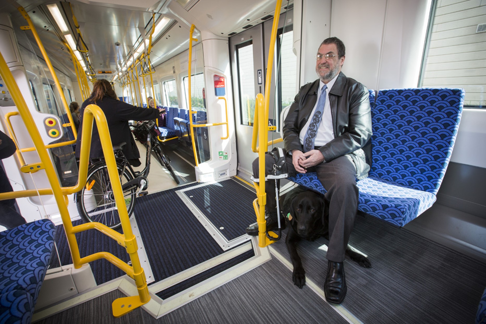 Chris Orr and Noble enjoying the train ride