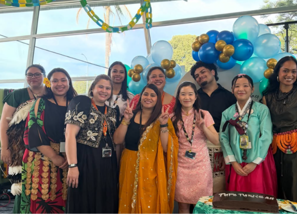 Young people dressed in cultural attire. 