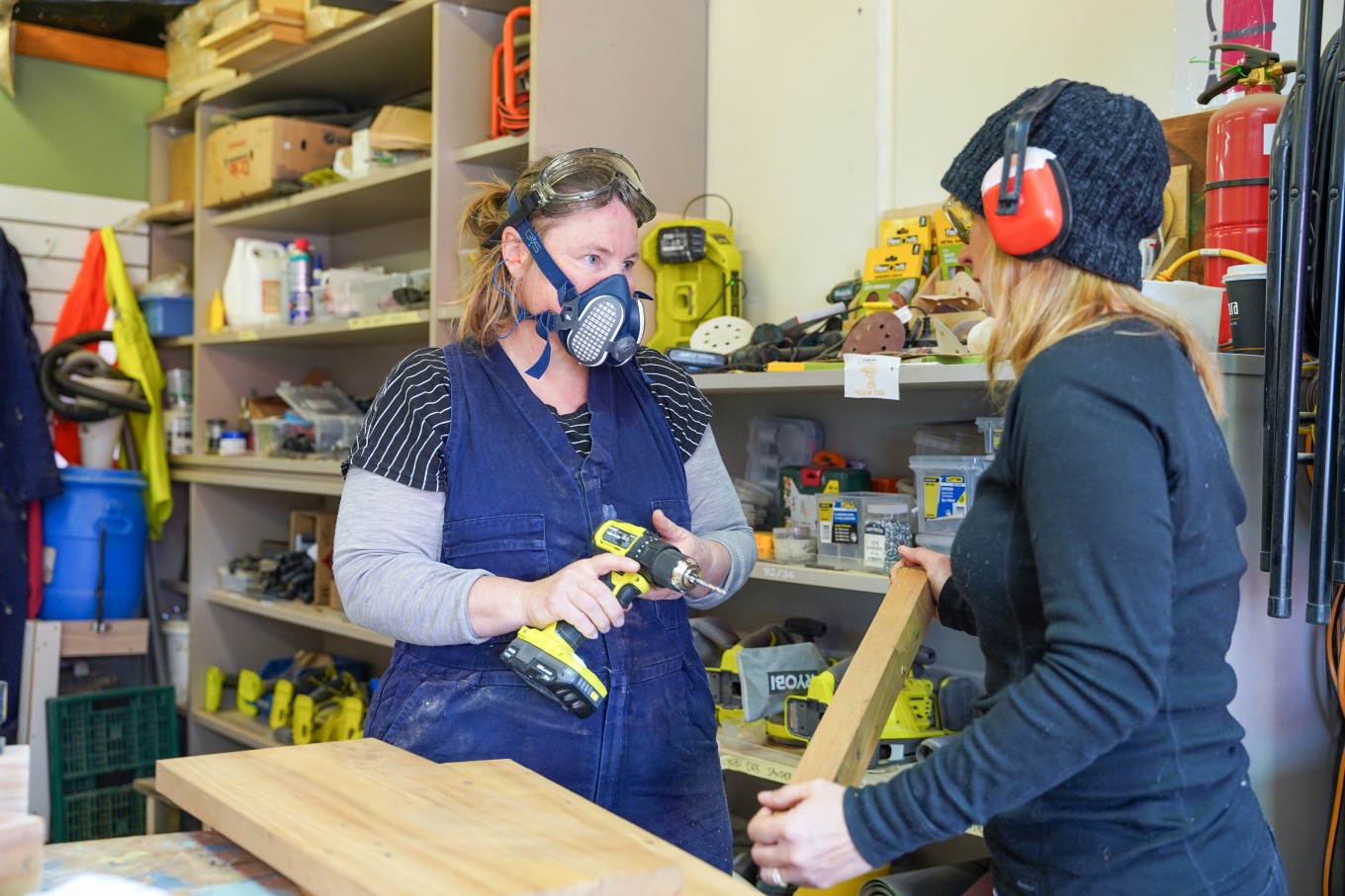 Woodwork tutor Buffie Mawhinney says it’s great to see class members developing confidence over the course of the 10 weeks.