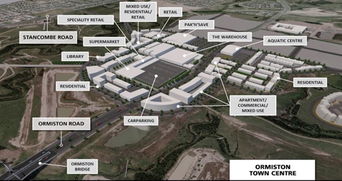 NZ’s largest new town taking shape - map of Ormiston Town Centre