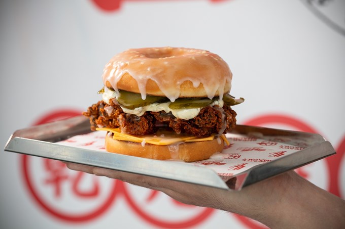 Sneaky Snacky Hot Chicken Donut Burger Photo By Babiche Martens