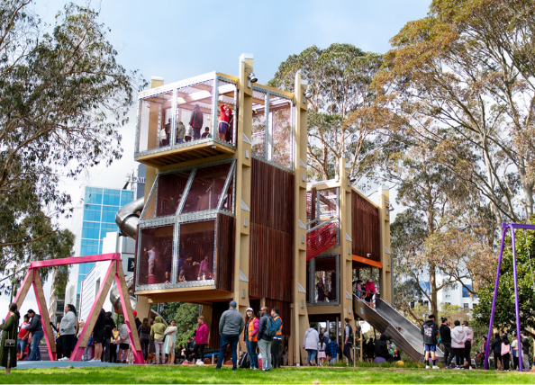 A community at a local playground. 