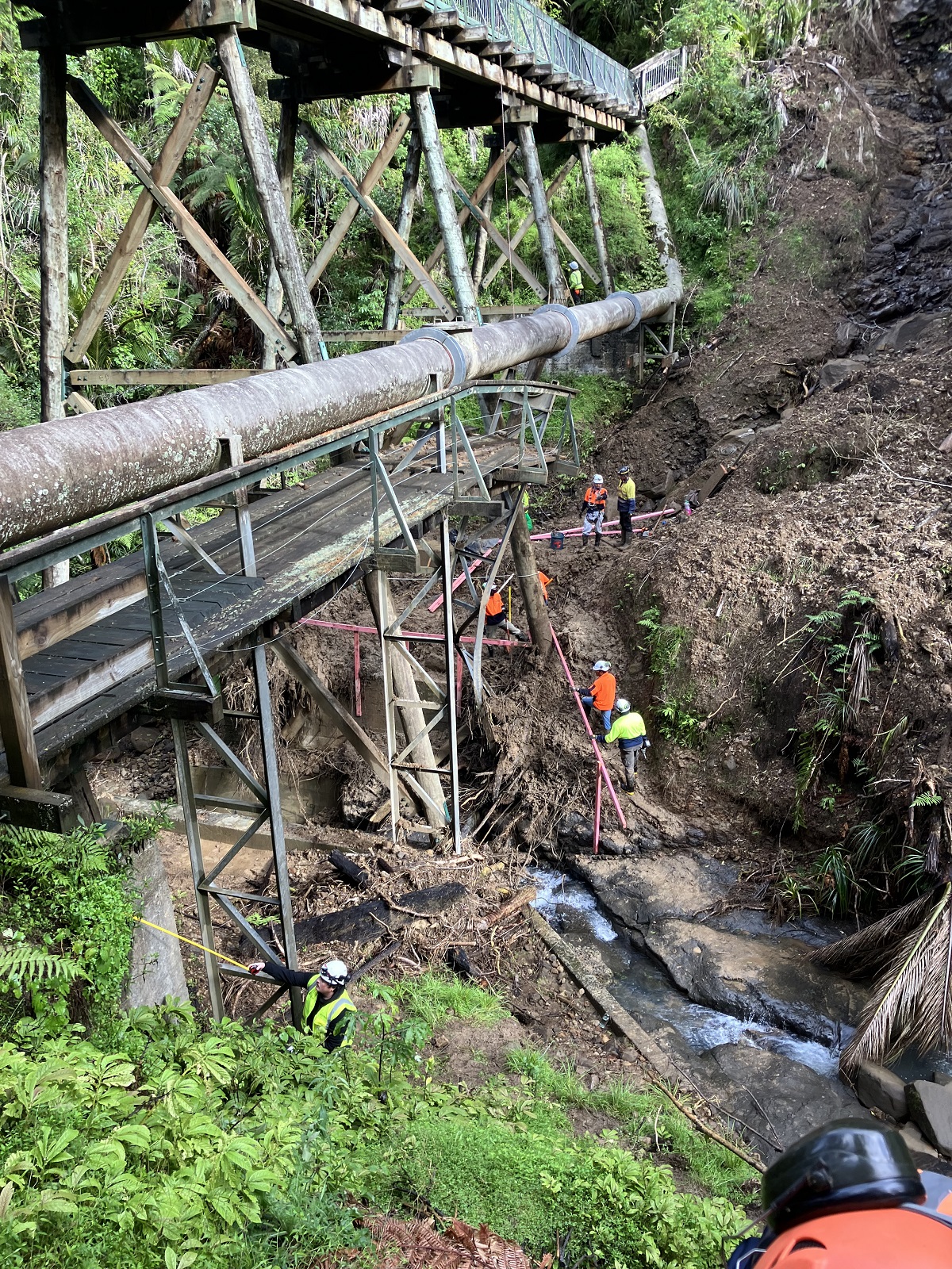 Quinn’s Bridge is one of several sites Watercare is working on to get the Upper Nihotupu Dam back in service.