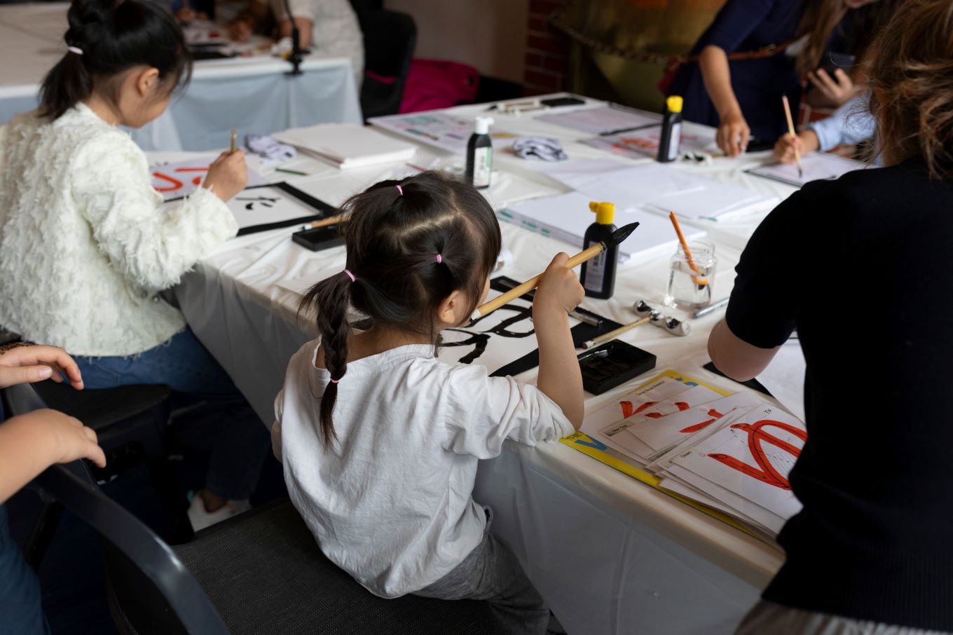 Drop-in Japanese Calligraphy with Rie Shibasaki (Japanese Calligraphy Auckland). Photo: Auckland Council