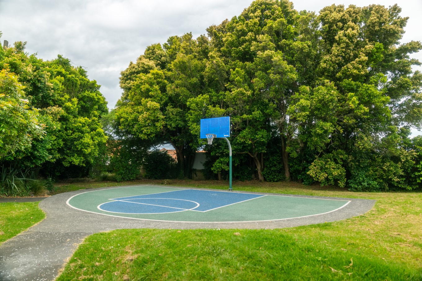 Practise your three-pointers at Kupe Reserve’s basketball half court.