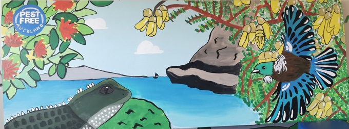 Students create colourful murals for pest free trailer (1)