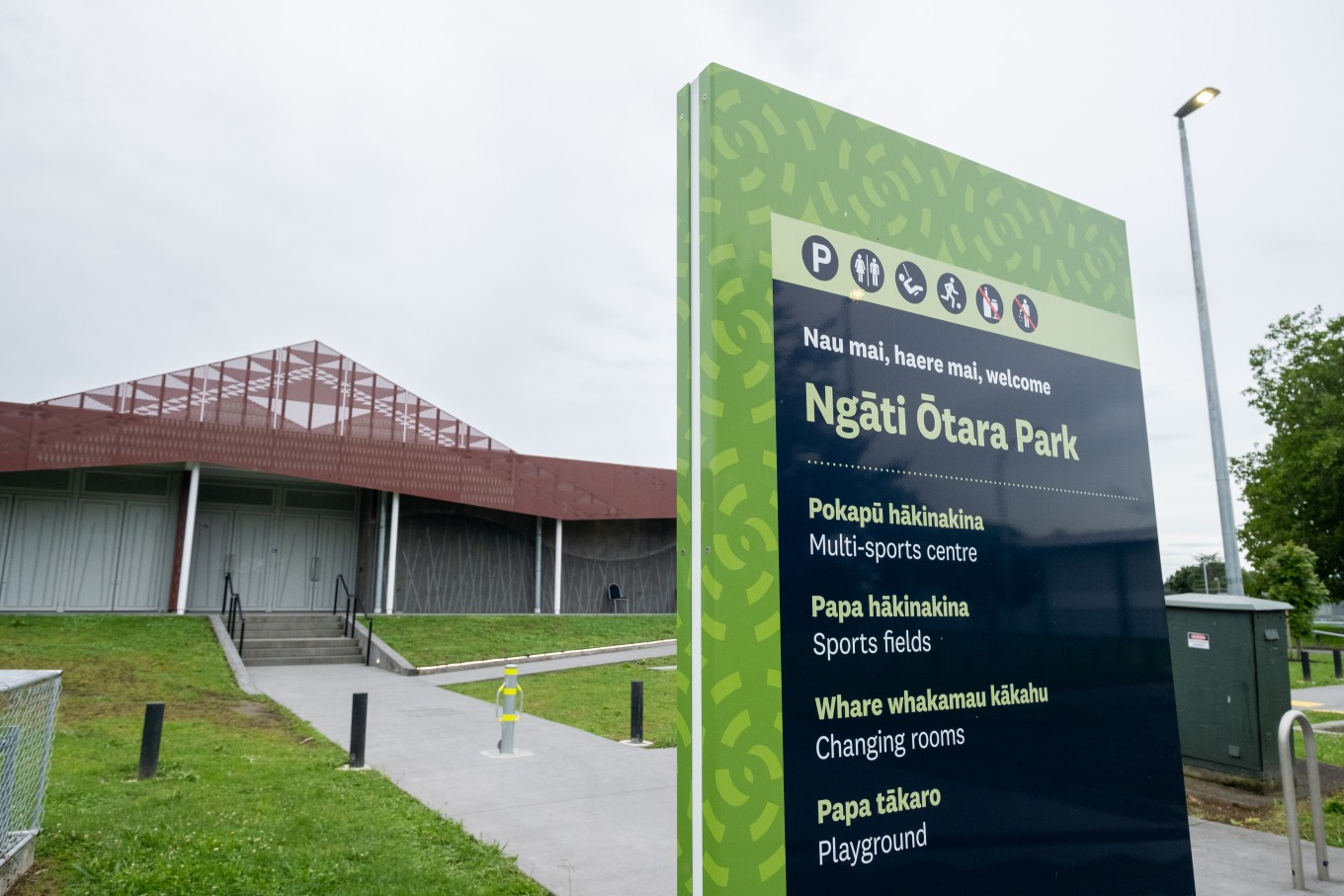 Ngāti Ōtara Park sign. 