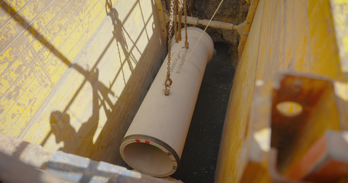 Pipe Lifted Into Drain (1)