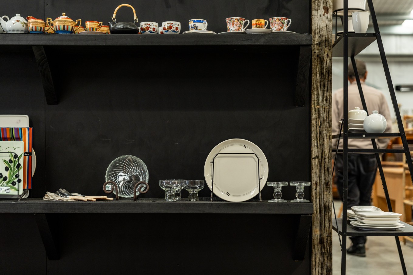 Old items on a shelf at a local Community Recycling Centre. 