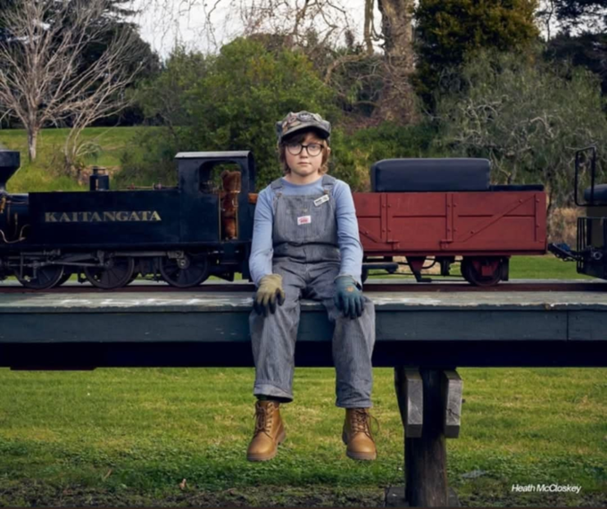 Child with steam engine train