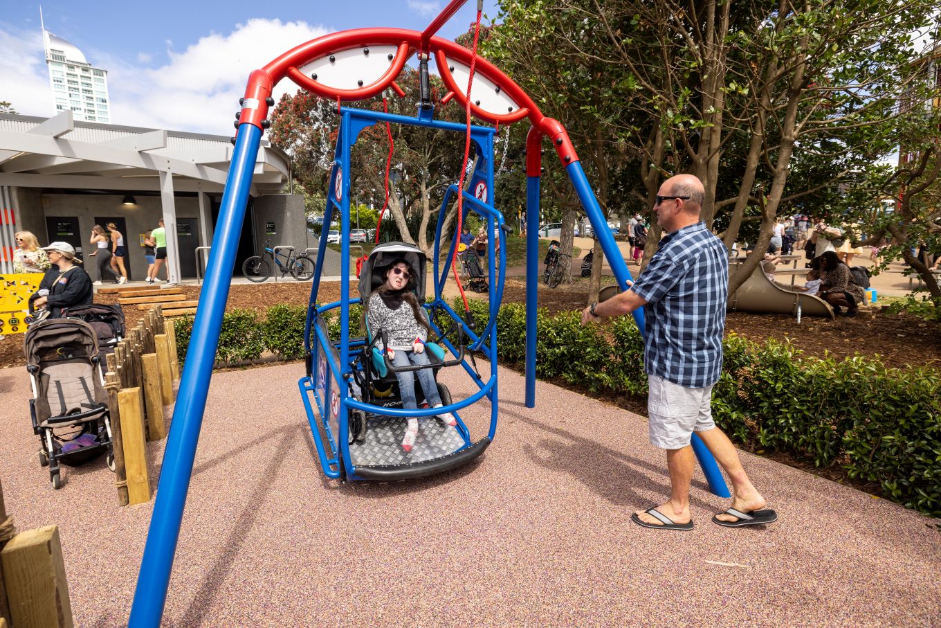 Accessible play equipment at Takapuna Playground.