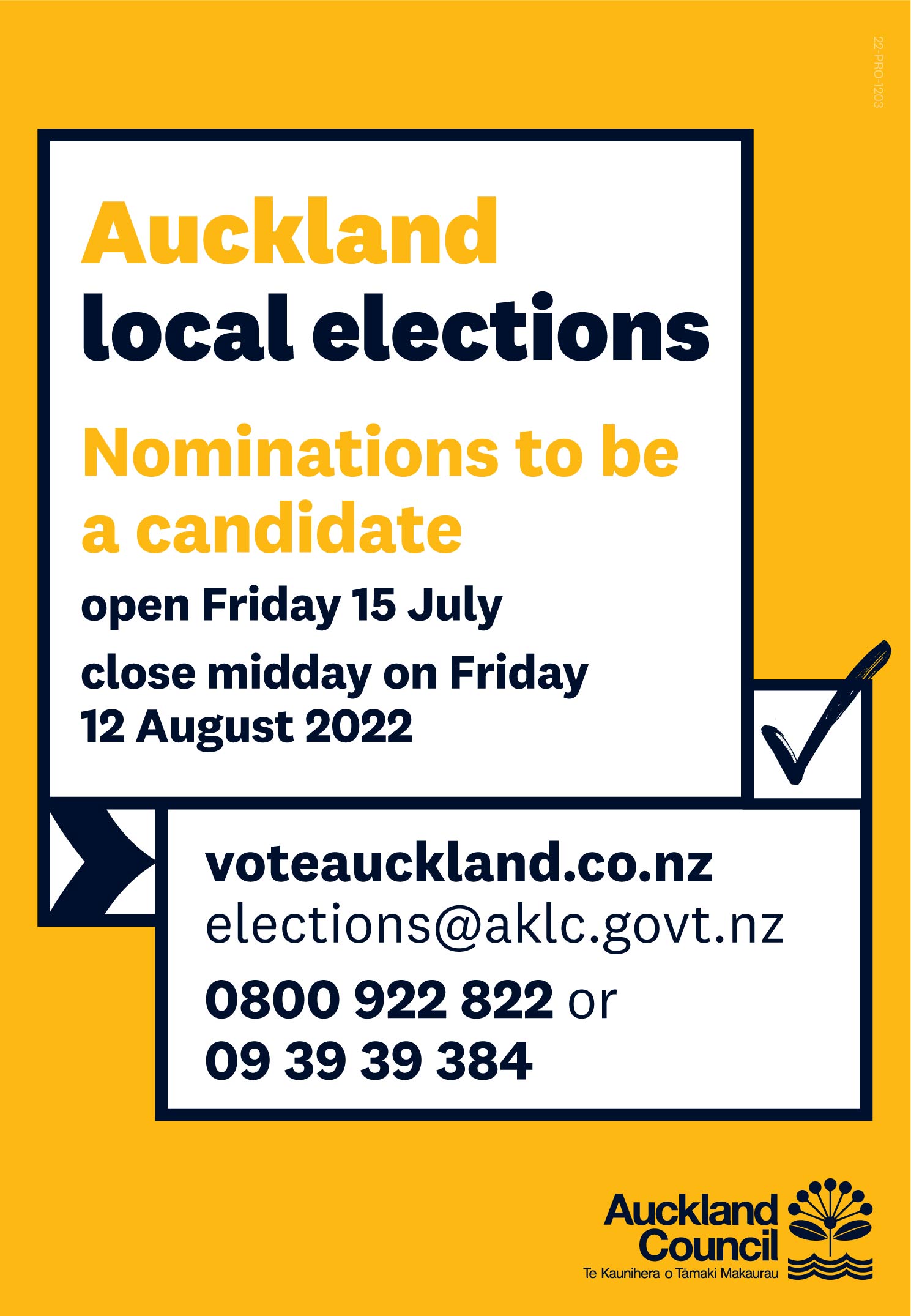 Nomination dates for local elections
