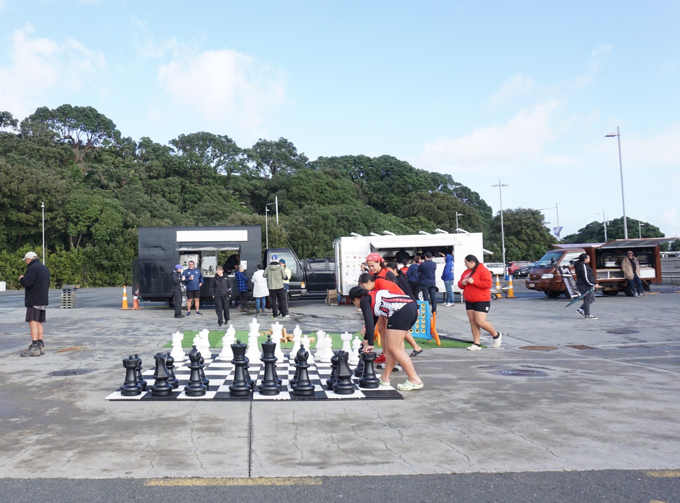 Giant chess for Matariki “Hiwa-i-te-Rangi” Challenge spectators.