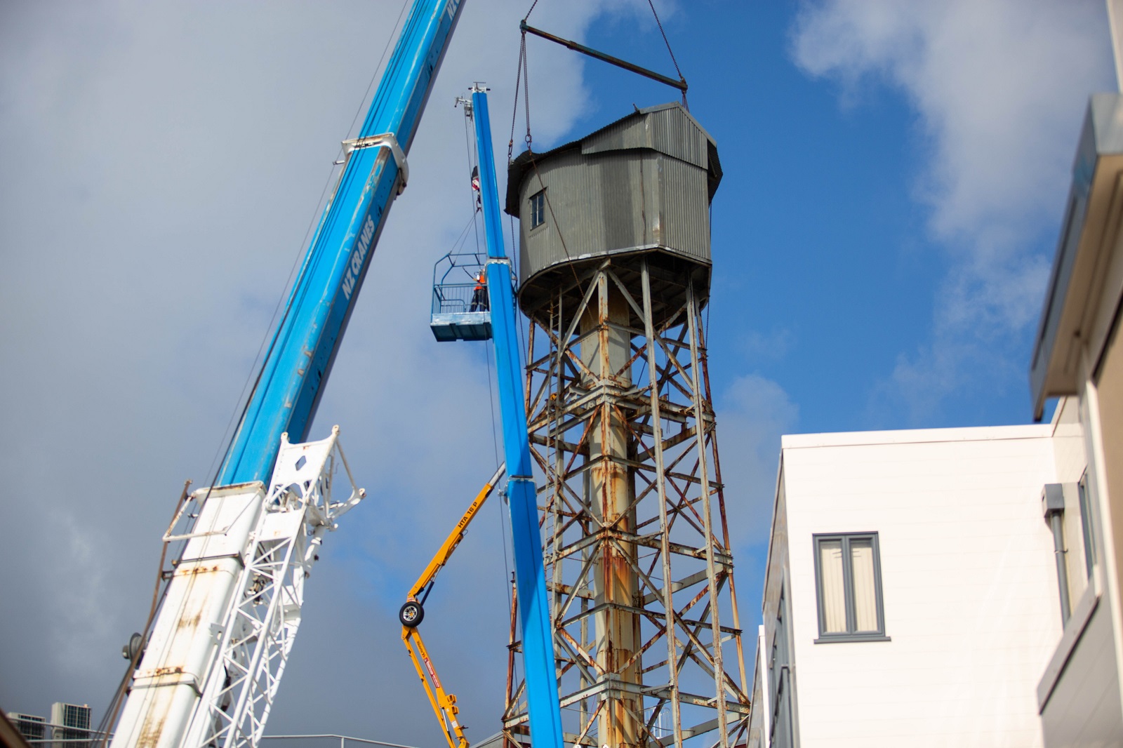 Mt Eden CAC Shot Tower during demolition in February 2023