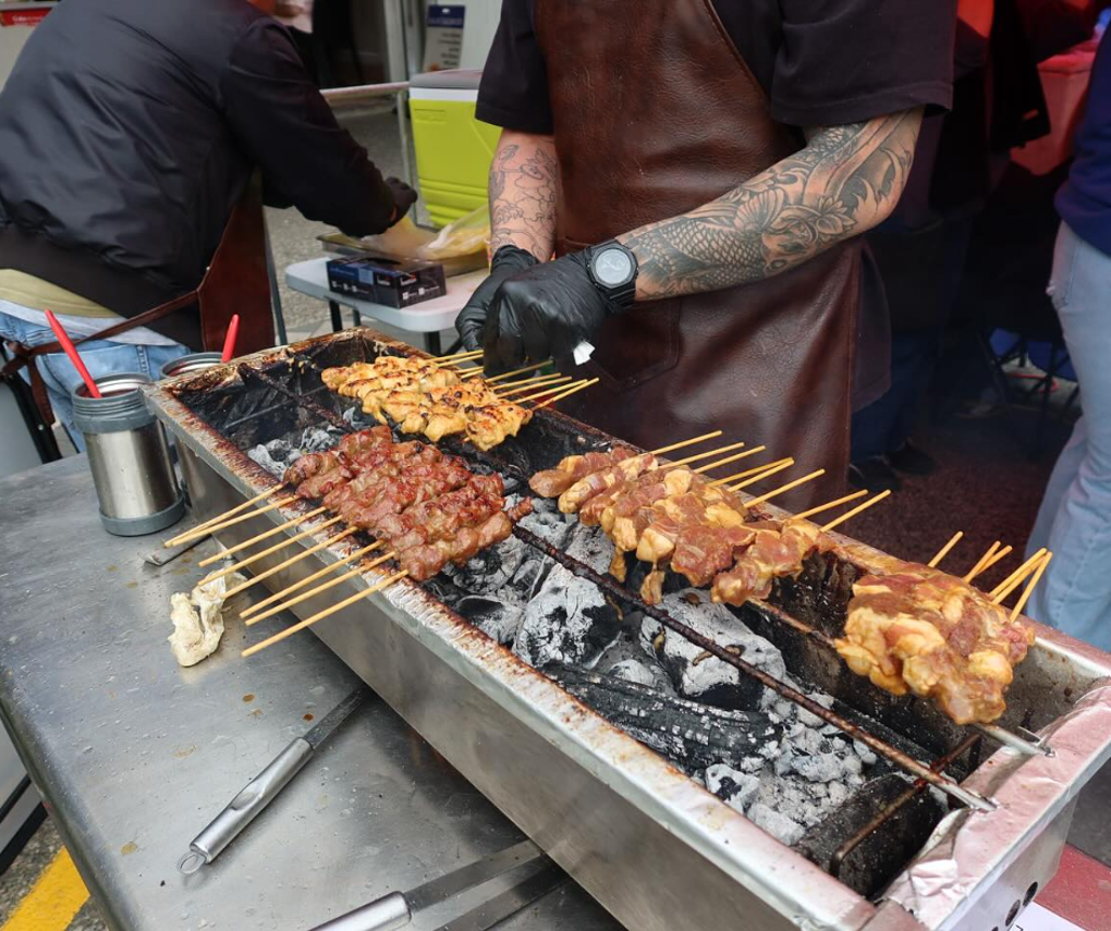 Kebabs on a grill