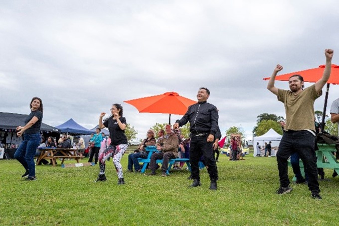 People in the community dancing.