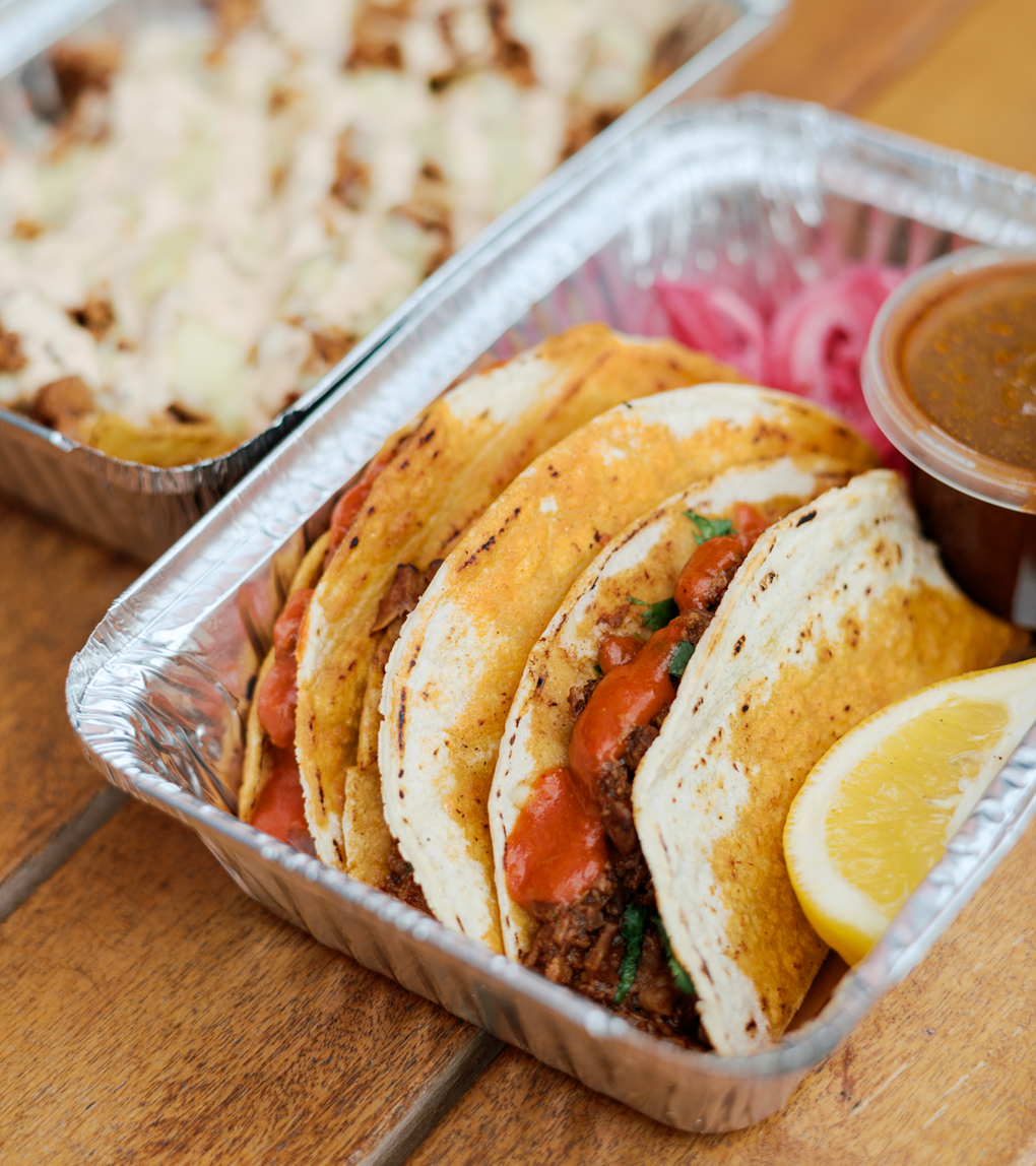 Tacos served in a tray