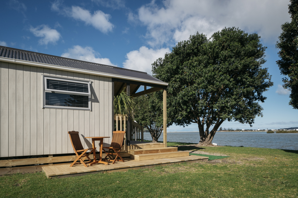 A cabin by the ocean. 
