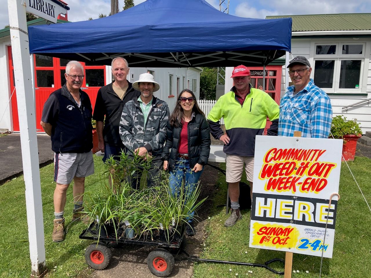 People at a plant sale. 