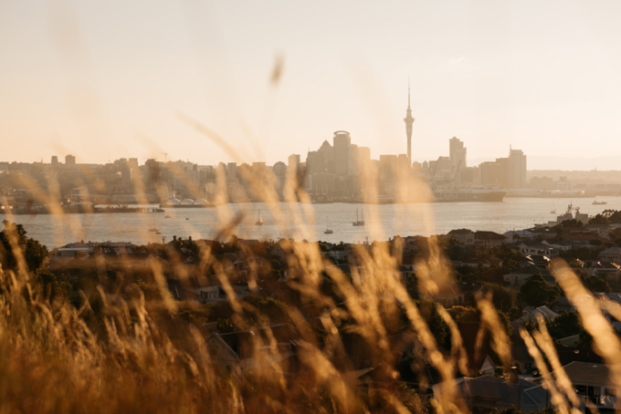 City From Shore Sunset
