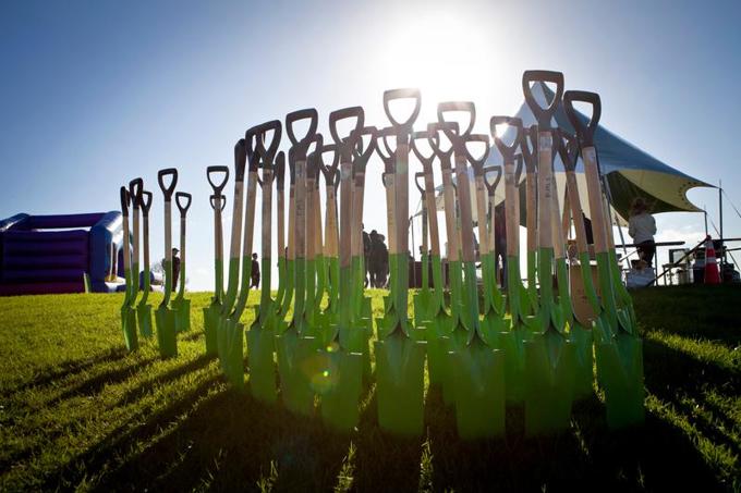 Spades in the garden