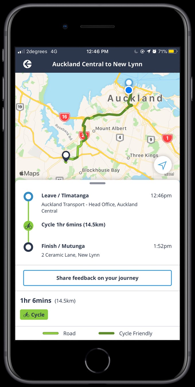 Walking and Cycling journeys now available on AT Mobile app